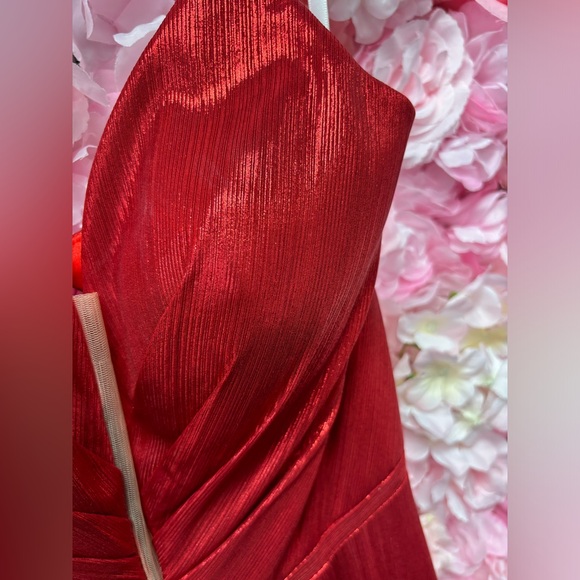 Cecilia Couture 2115 Hot Red Size 6 A Line Dress V Neck Tie Up Back NWT - Picture 5 of 7